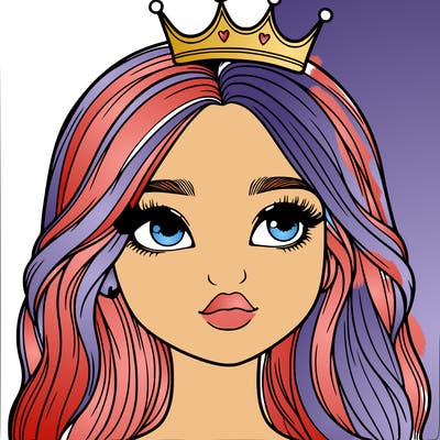 a realistic girl with a crown on