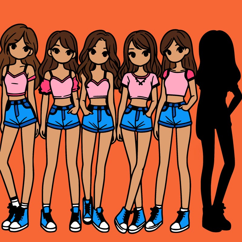 a group of girls wearing crop tops and shorts