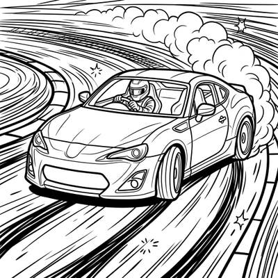 Get ready for an adrenaline rush with this exciting drifting car coloring page, specially designed with clear, bold lines perfect for seniors. Experience the thrill of high-speed action and dynamic movement as you bring this powerful race scene to life with your favorite colors.