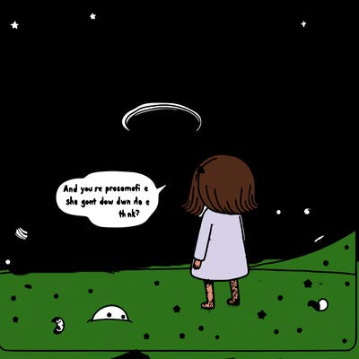 a girl looking in a humongous black hole and her friend saying and you're positive she went down there and the other friend saying i have no idea i think?