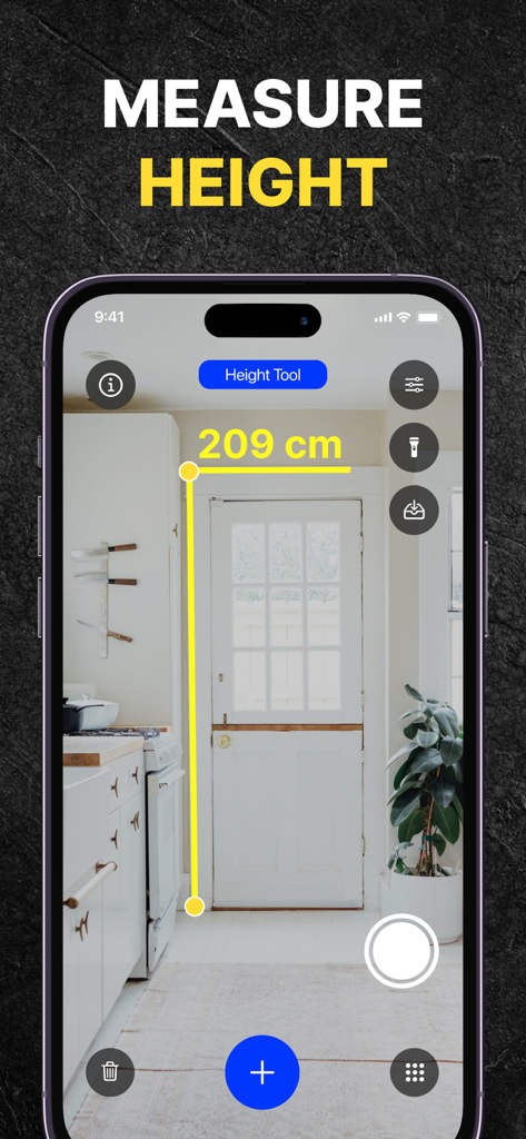 Measuring Tape+ Measure AR app - Medición de altura AR de una puerta usando la aplicación Cinta Métrica