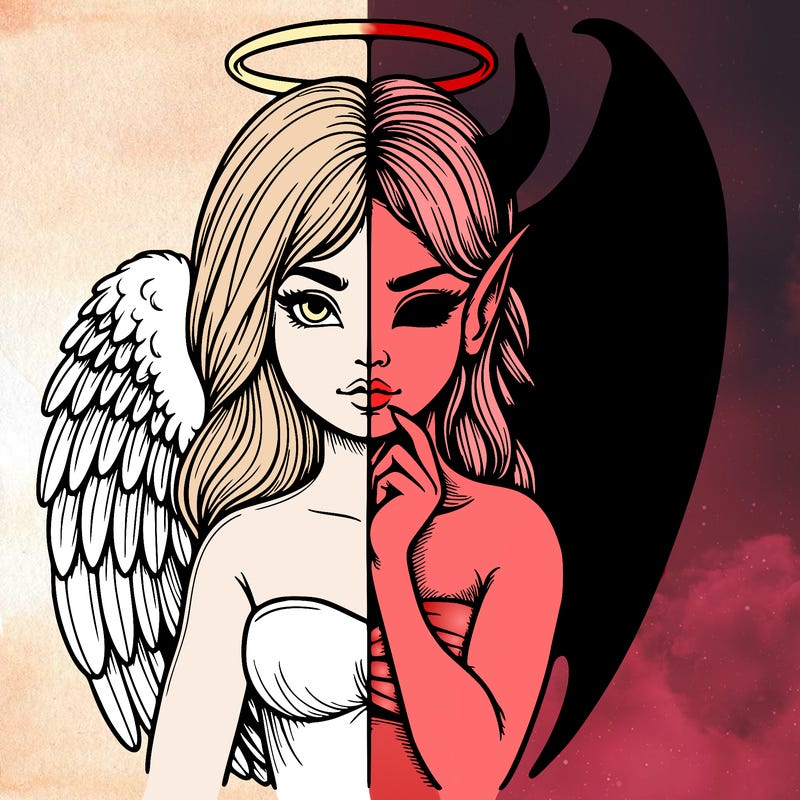 realistic angel half demon