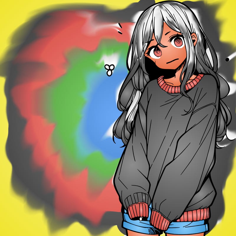 manga teen girl  in a sweater and baggy pants