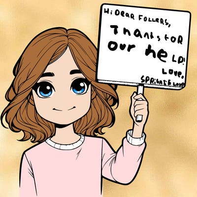 realistic girl holding up a sign