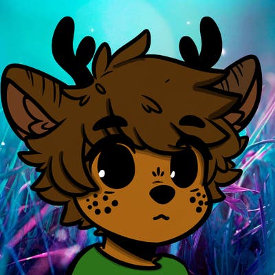 a humanoid deer with soft fluffy ears