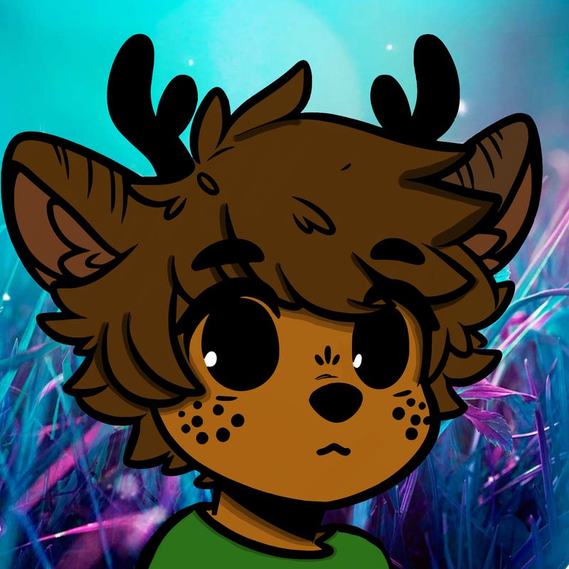a humanoid deer with soft fluffy ears