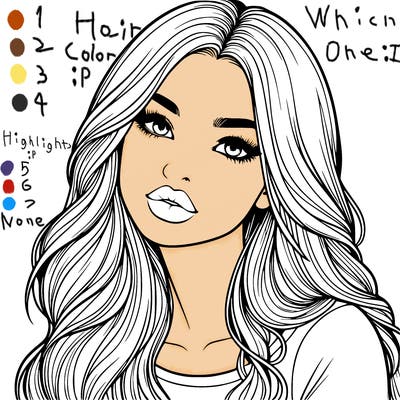 realistic girl with hair on her hair and lips