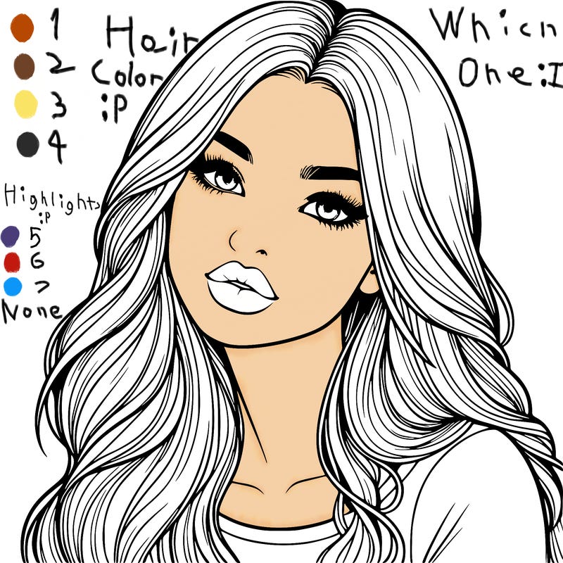 realistic girl with hair on her hair and lips