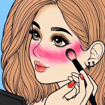 a realistic girl doing her makeup