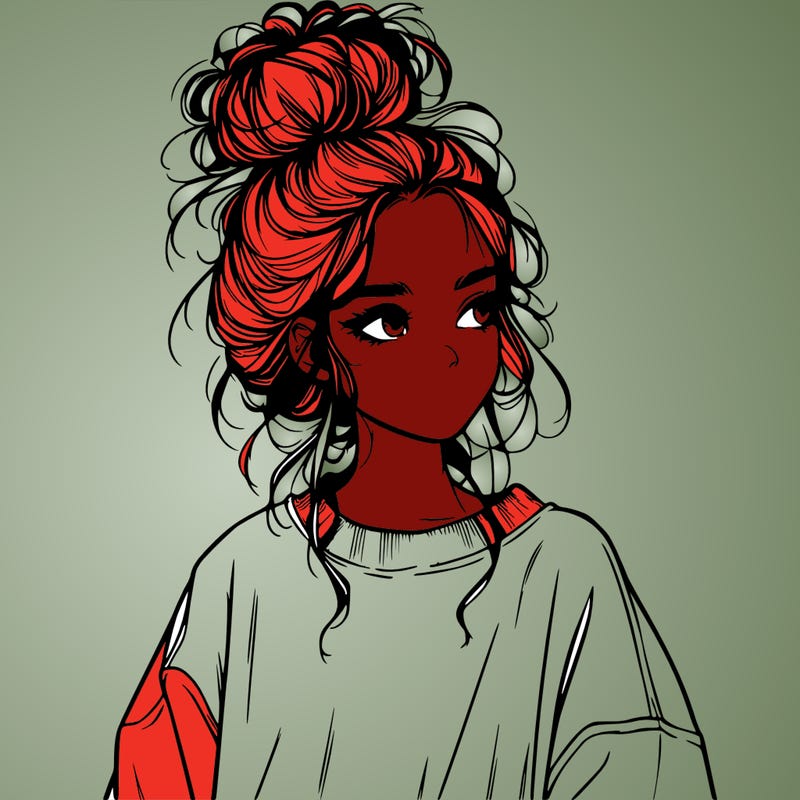 realistic girl with messy bun and oversized clothing