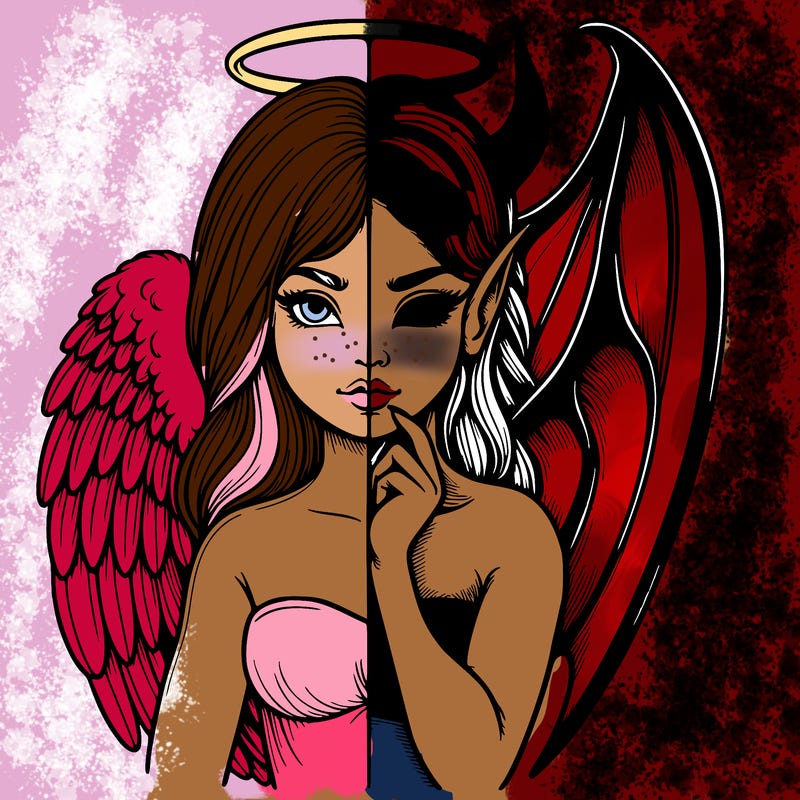 realistic angel half demon