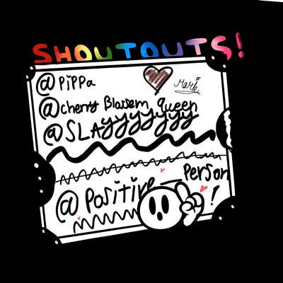 blank canvas that says above it shoutouts