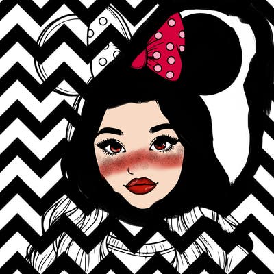 aesthetic realistic girl wearing mickey mouse ears