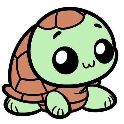cute little animated turtle