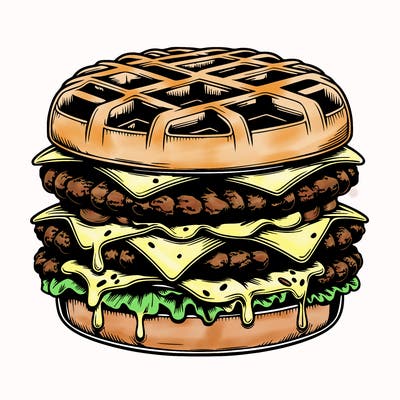 realistic waffle burger