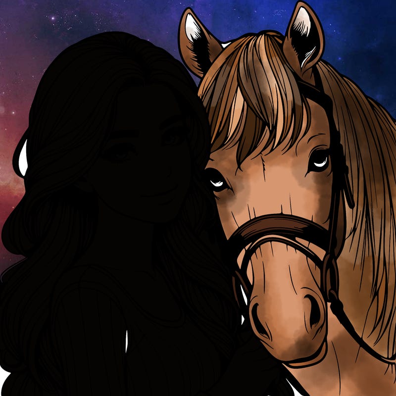 realistic girl with horse