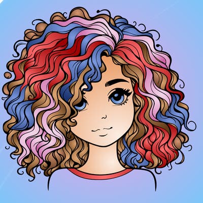 realistic girl with curly hair