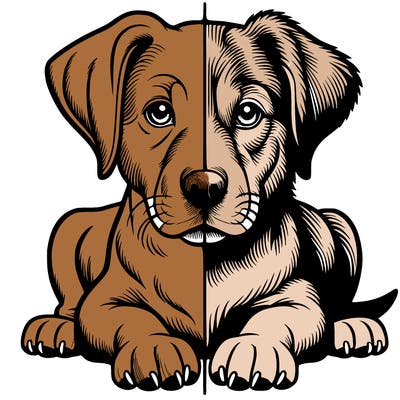 realistic dog split picture