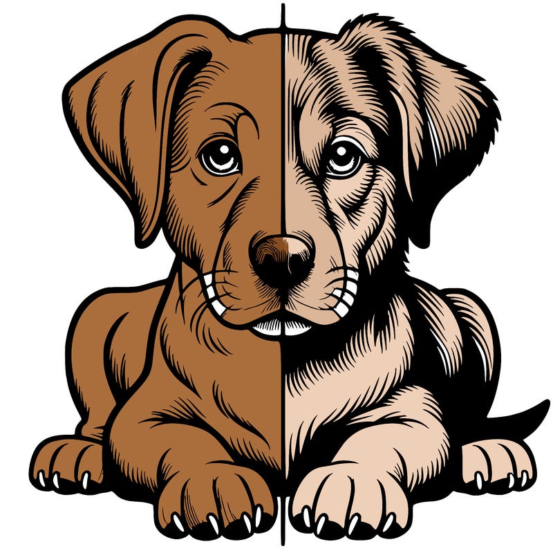 realistic dog split picture