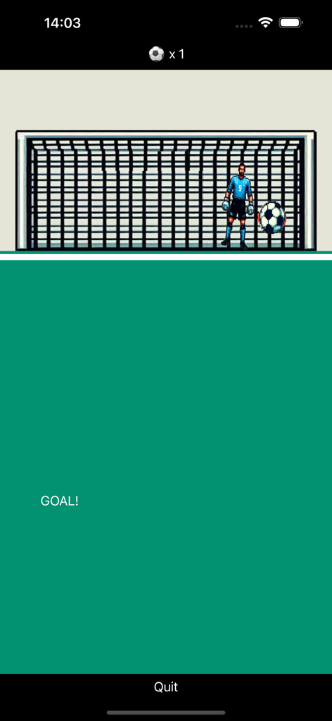 Football Goal Keeper Fantastic - Pixel art soccer game showing a goalkeeper and a successful goal