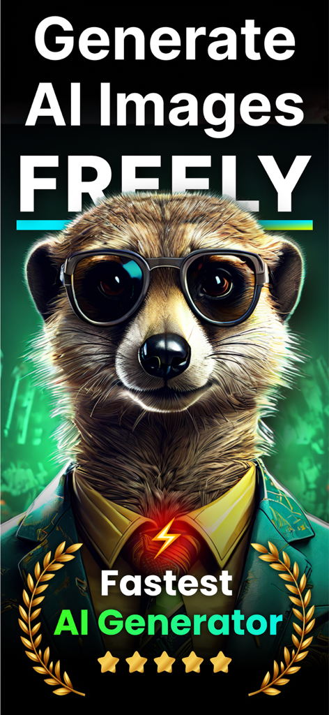 AI Image Generator ~ DALI Art - A stylish meerkat wearing a suit and glasses generated by the AI Image Generator DALI Art app