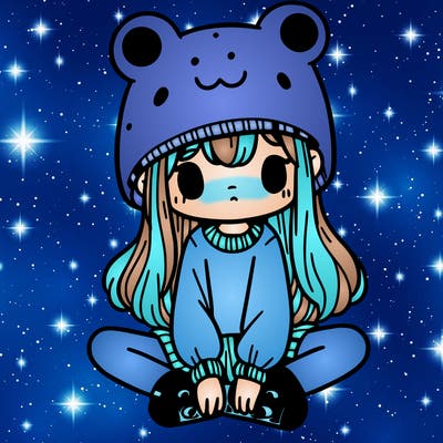 a girl wearing a frog hat and some frog socks