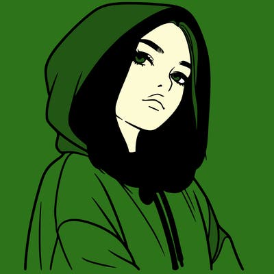 a realistic girl in a hoodie