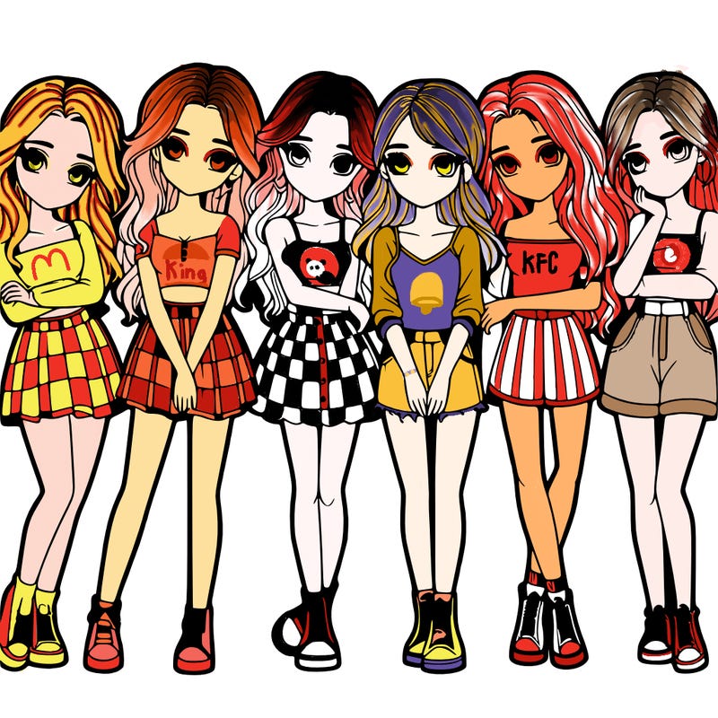 a group of girls realistic