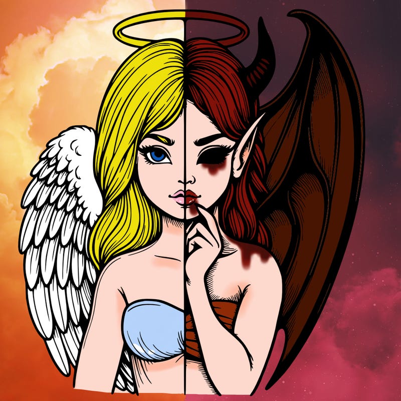 realistic angel half demon