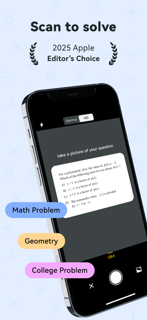 Quiz AI: AI Homework Helper - Quiz AI app interface scanning a polynomial math problem to provide step by step solutions