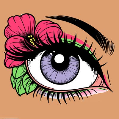 realistic eye with flower