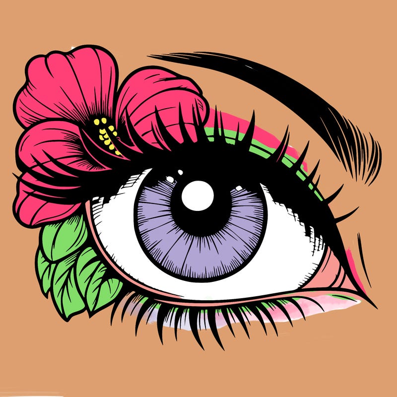 realistic eye with flower