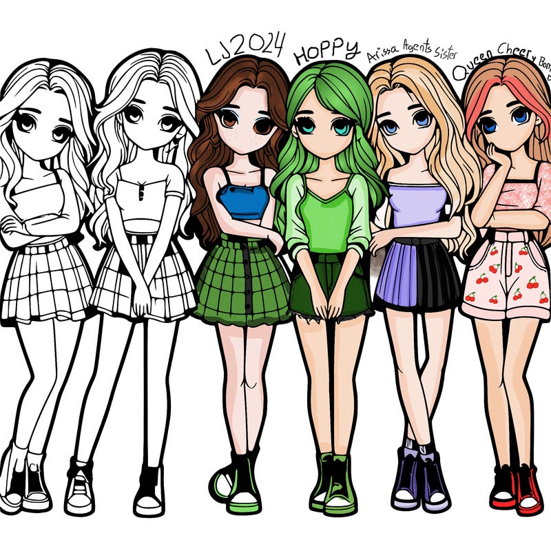 a group of girls realistic