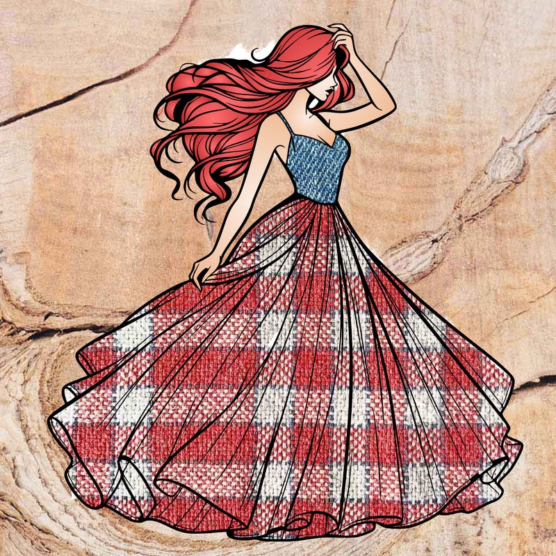 realistic woman with dress flowing in the wind