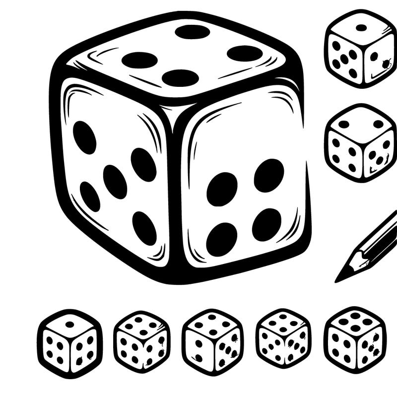 dice with points from 1 to 6