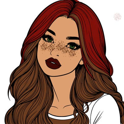 realistic girl with hair on her hair and lips