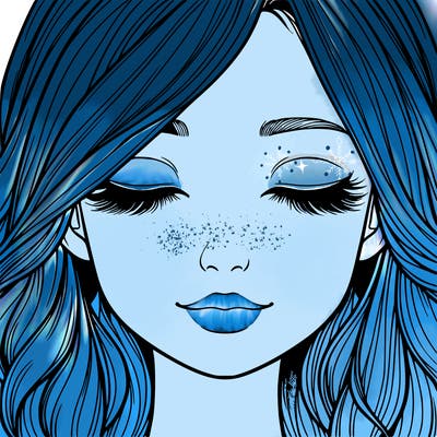 realistic girl with eyes closed