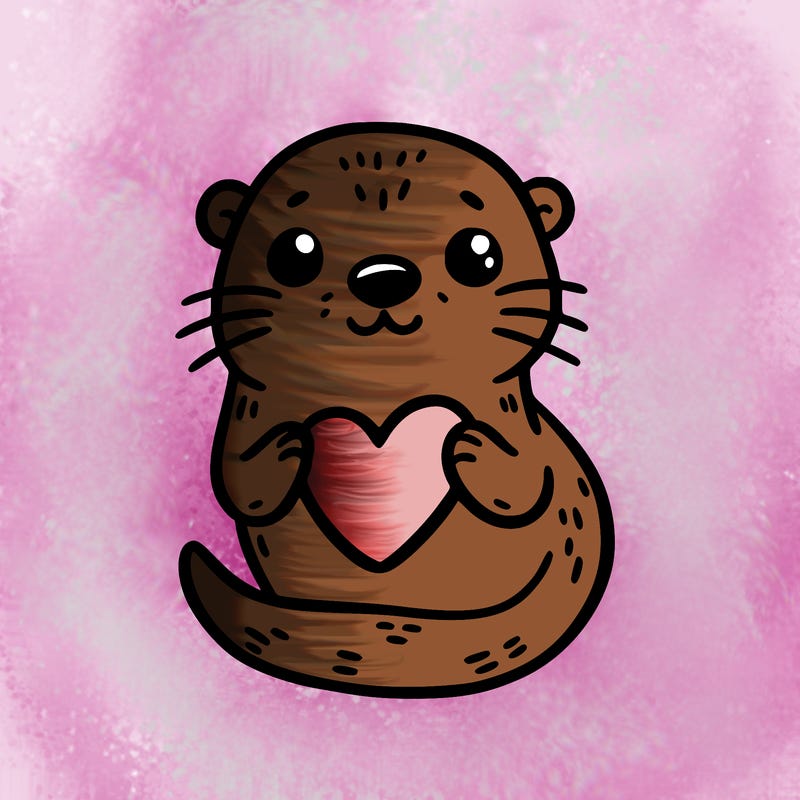 otter with a heart