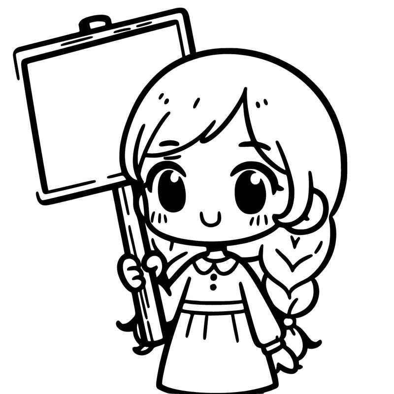 a girl holding a sign