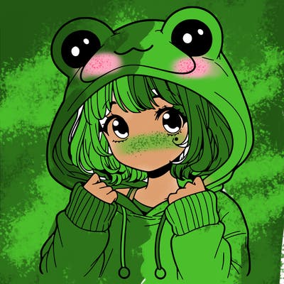 a cute teenage girl wearing a frog hoodie