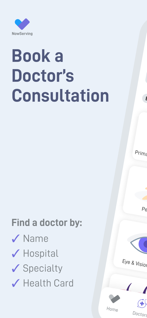 NowServing by SeriousMD - Booking a doctor's consultation on the NowServing app