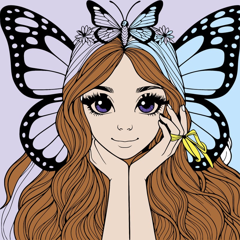 butterfly realistic girl