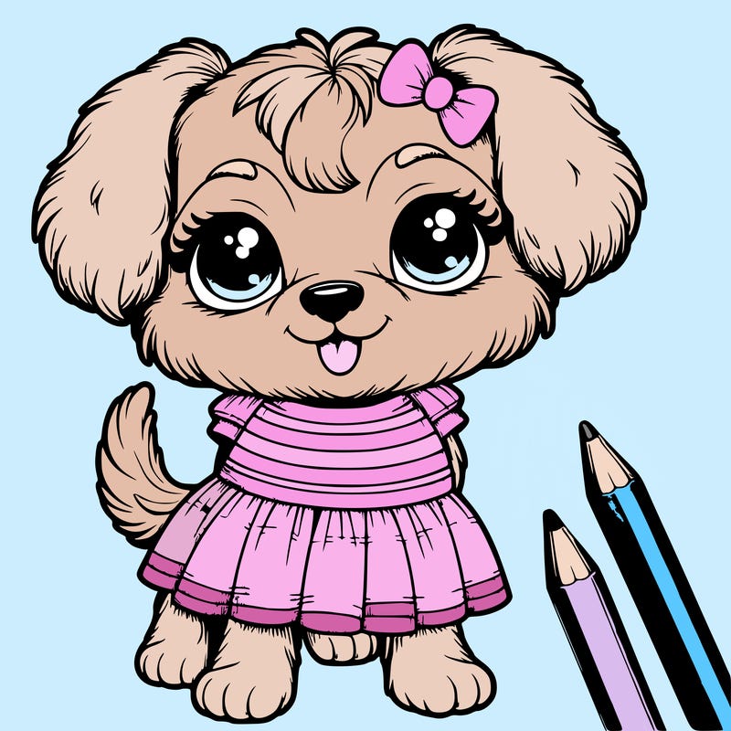 realistic dog cute girl