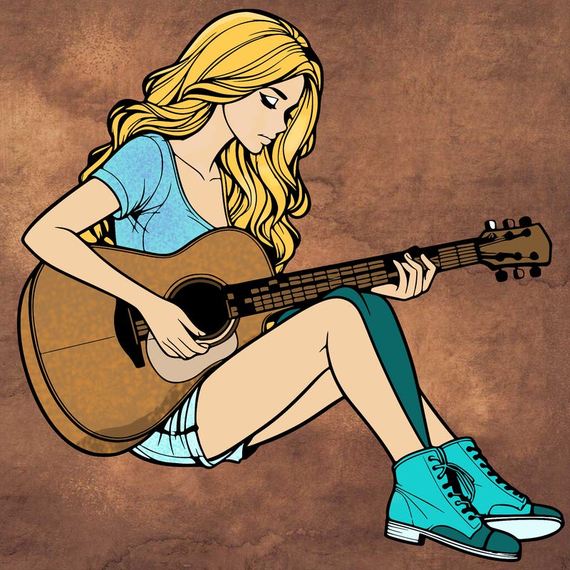 realistic woman play guitar