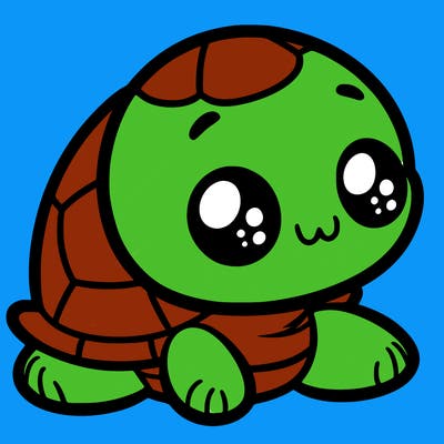 cute little animated turtle
