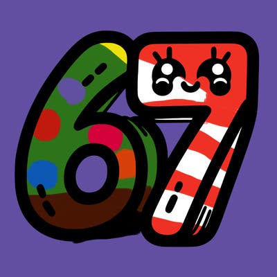 the numbers 67