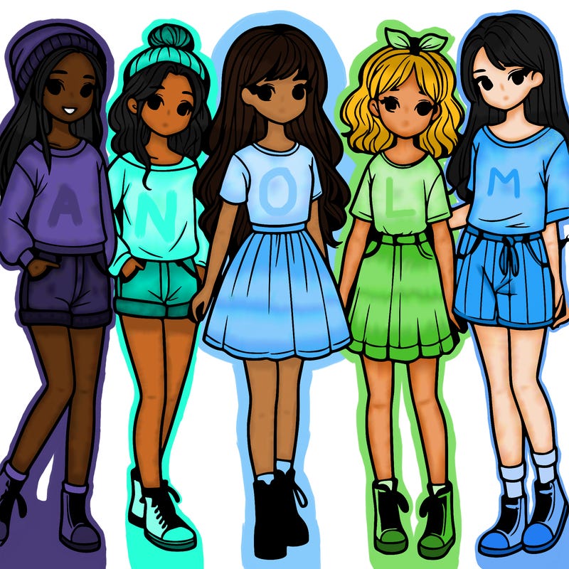 a group of five girls