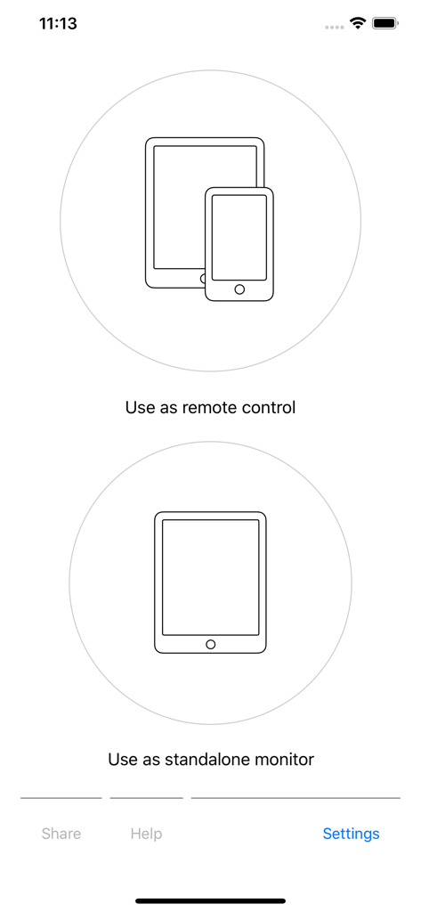 SimMon - SimMon setup screen with options to use as a remote control or a standalone monitor.