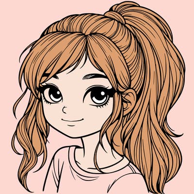 realistic girl with ponytail