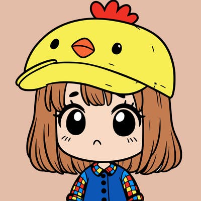 cute girl with chicken hat